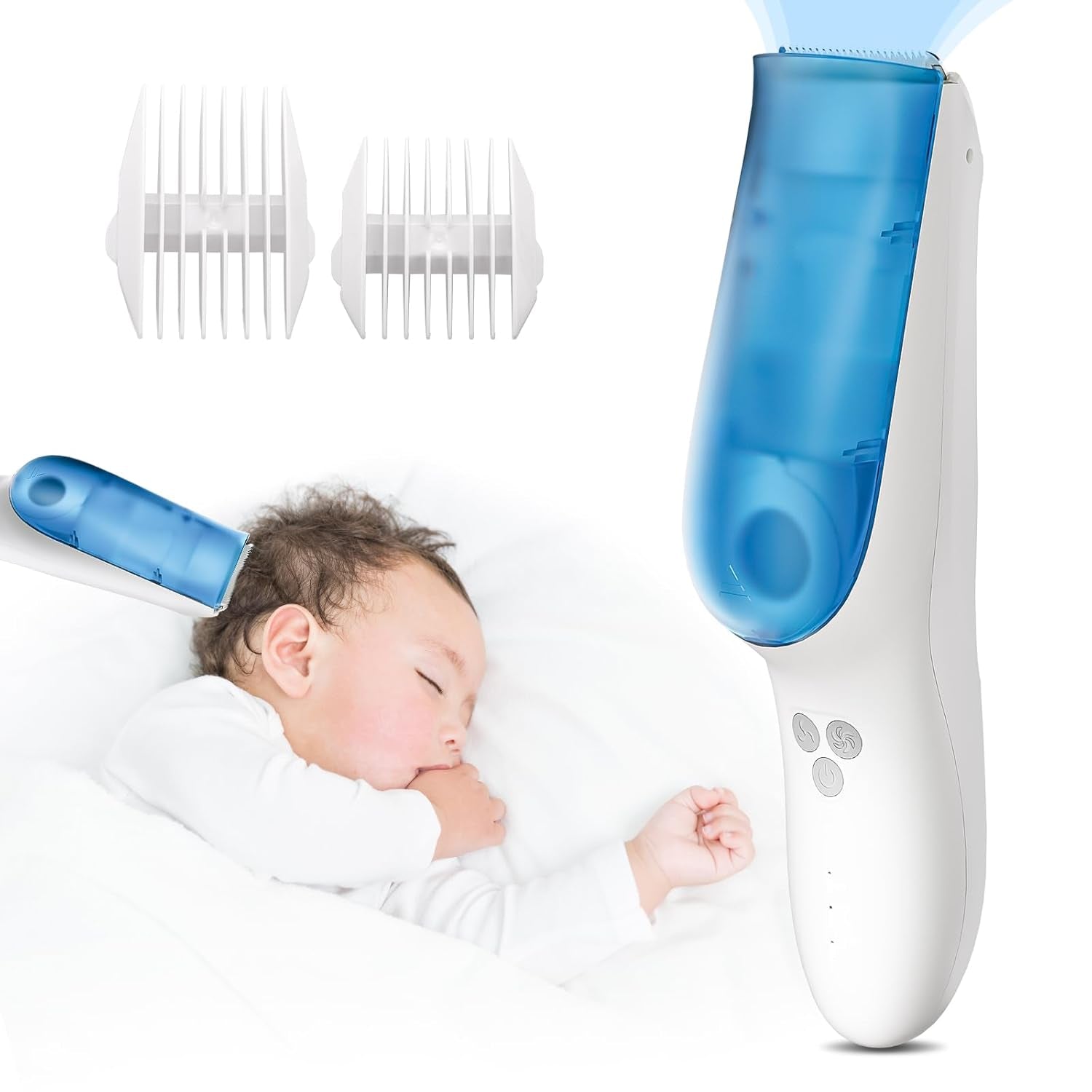 CARER SPARK Tondeuse à cheveux pour enfants, tondeuse à cheveux silencieuse à adsorption sous vide pour enfants IPX7 rechargeable avec 2 peignes de guidage, tondeuse professionnelle sûre pour enfants - Bain et soins de la peau Naty Shop