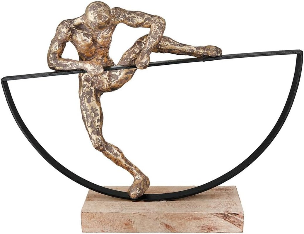 Casablanca grande sculpture décorative - sculpture ronde bois aluminium couleur : argent naturel - décoration salon cadeau anniversaire hauteur 46 cm Statuettes et sculptures Naty Shop Bronze Hauteur 32 cm