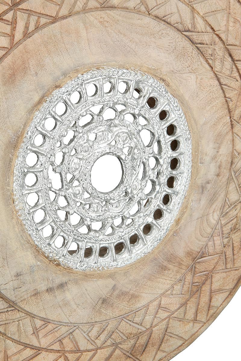 Casablanca grande sculpture décorative - sculpture ronde en bois aluminium couleur : argent naturel - décoration salon cadeau anniversaire hauteur 46 cm Statuettes et sculptures Naty Shop