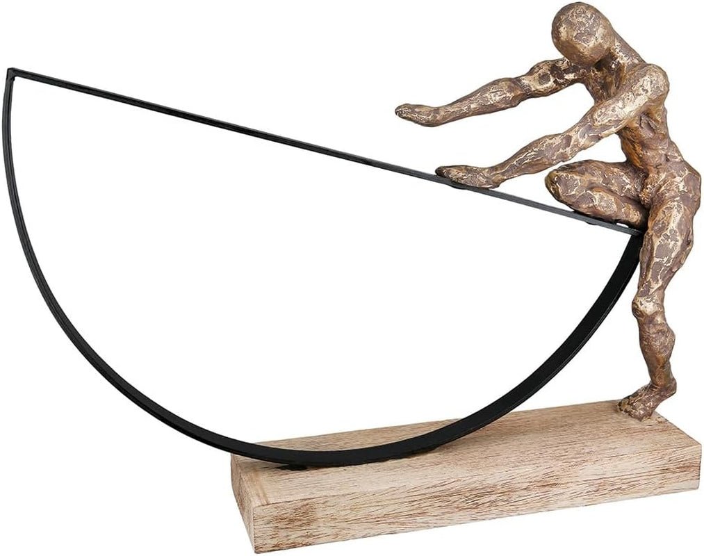 Casablanca grande sculpture décorative - sculpture ronde en bois aluminium couleur : argent naturel - décoration salon cadeau anniversaire hauteur 46 cm Statuettes et sculptures Naty Shop Bronze Hauteur 29,5 cm