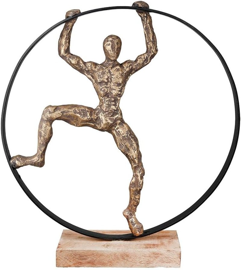 Casablanca grande sculpture décorative - sculpture ronde en bois aluminium couleur : argent naturel - décoration salon cadeau anniversaire hauteur 46 cm Statuettes et sculptures Naty Shop Bronze Hauteur 45 cm