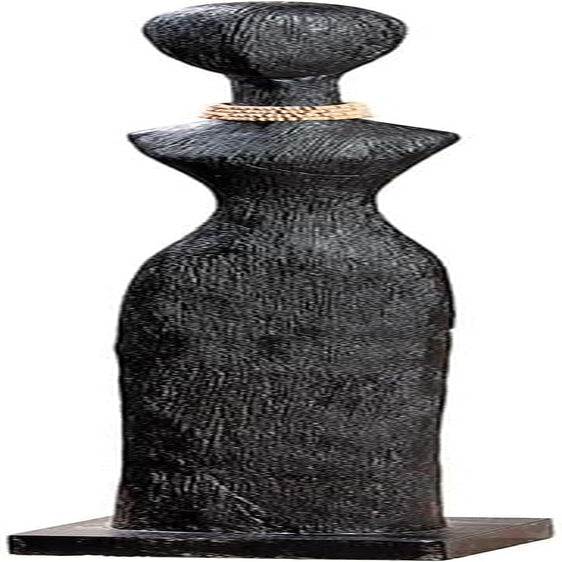 Casablanca grande sculpture décorative - sculpture ronde en bois aluminium couleur : argent naturel - décoration salon cadeau anniversaire hauteur 46 cm Statuettes et sculptures Naty Shop Noir Hauteur 86 cm