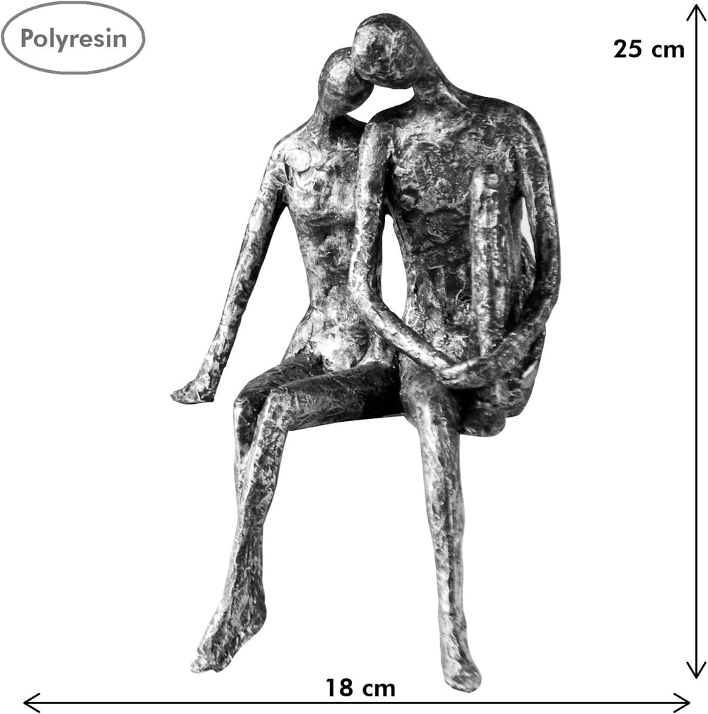 Sculpture Casablanca - Figurine décorative couple - Polyrésine - Couleur : argent antique Hauteur 25 cm Statuettes et sculptures Naty Shop