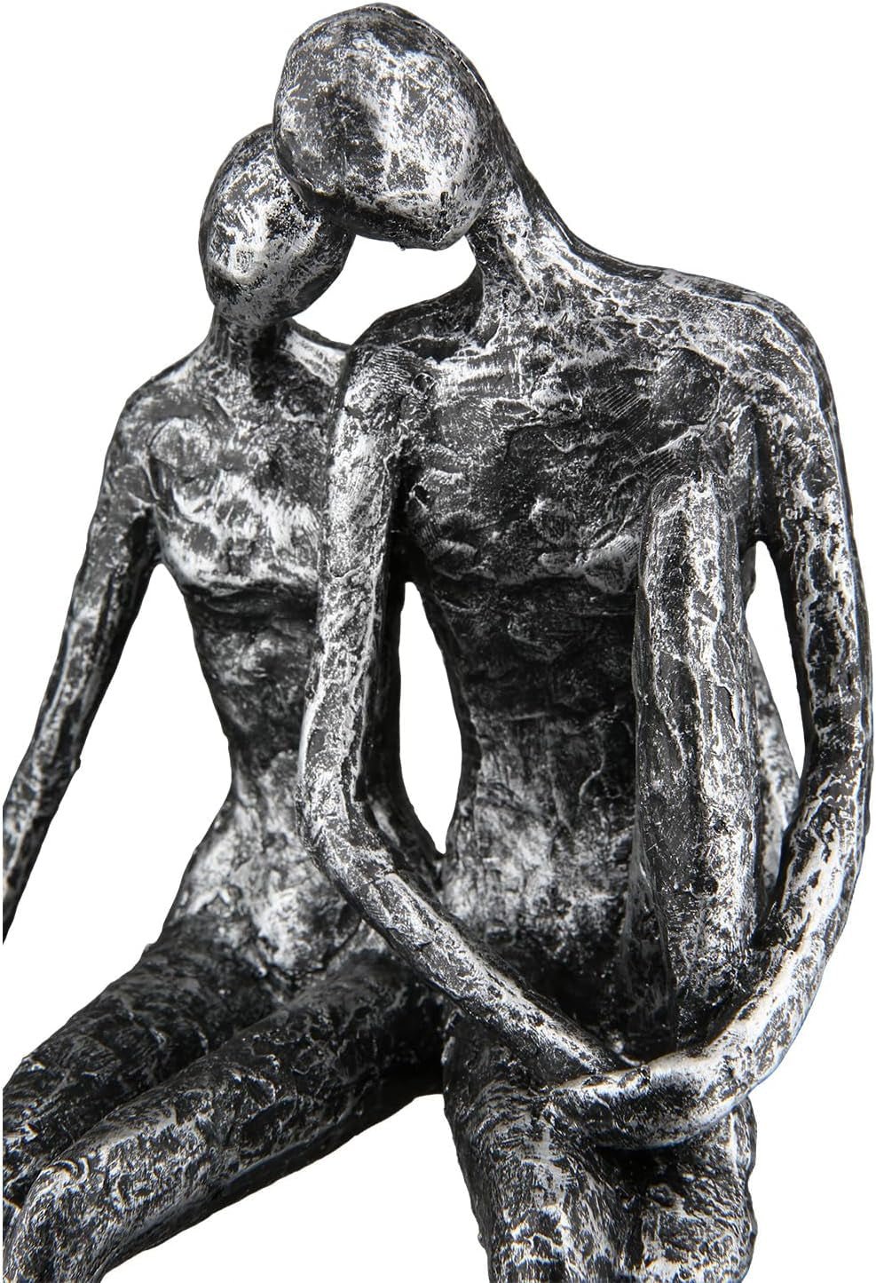 Sculpture Casablanca - Figurine décorative couple - Polyrésine - Couleur : argent antique Hauteur 25 cm Statuettes et sculptures Naty Shop