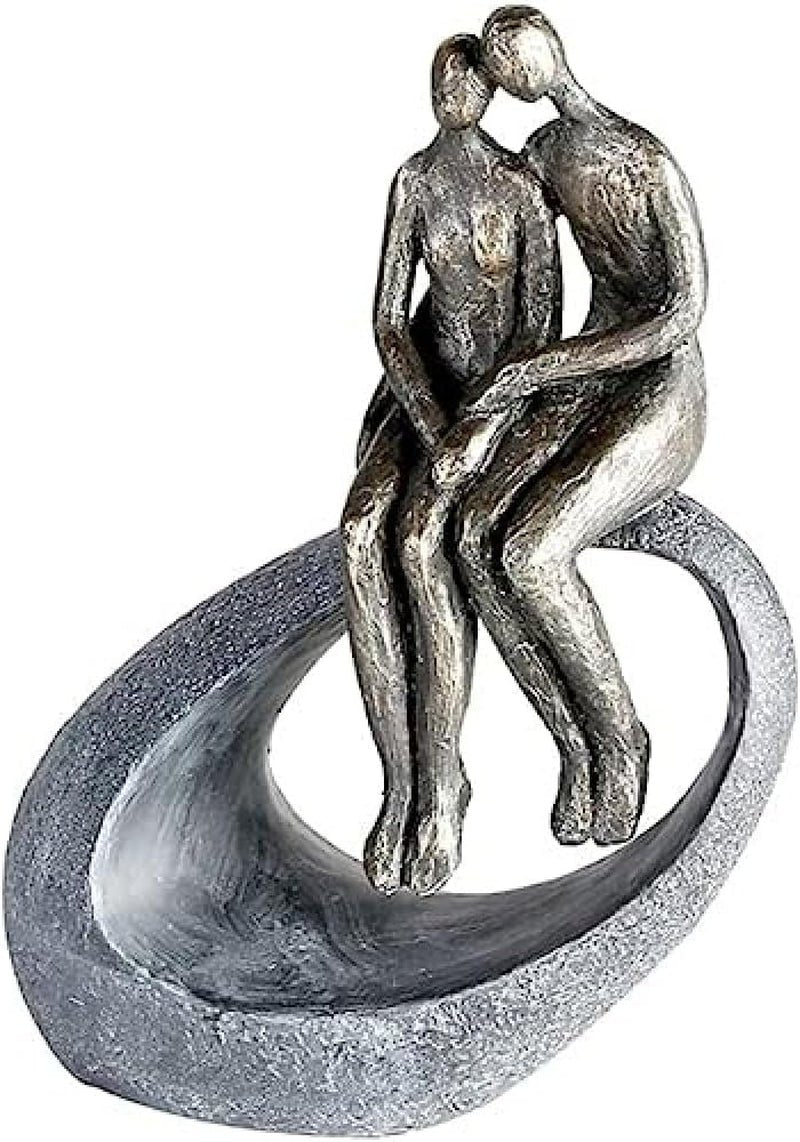 Casablanca - Sculpture - Figurine décorative - Moment - Couple - Poly - couleur bronze - 27 x 19 cm Statuettes et sculptures Naty Shop Couleurs bronze, gris Hauteur 27 cm