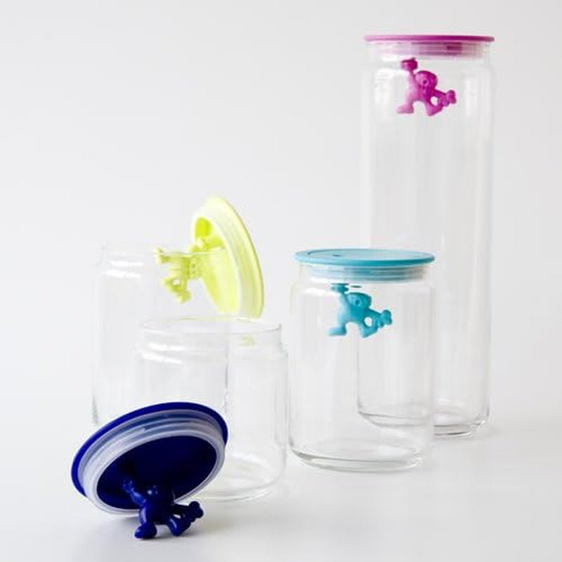 Alessi Pot de cuisine en verre "Gianni" avec couvercle scellé, résine thermoplastique, noir, 27,5 x 13,5 x 28 cm Boîtes de conservation alimentaire Naty Shop