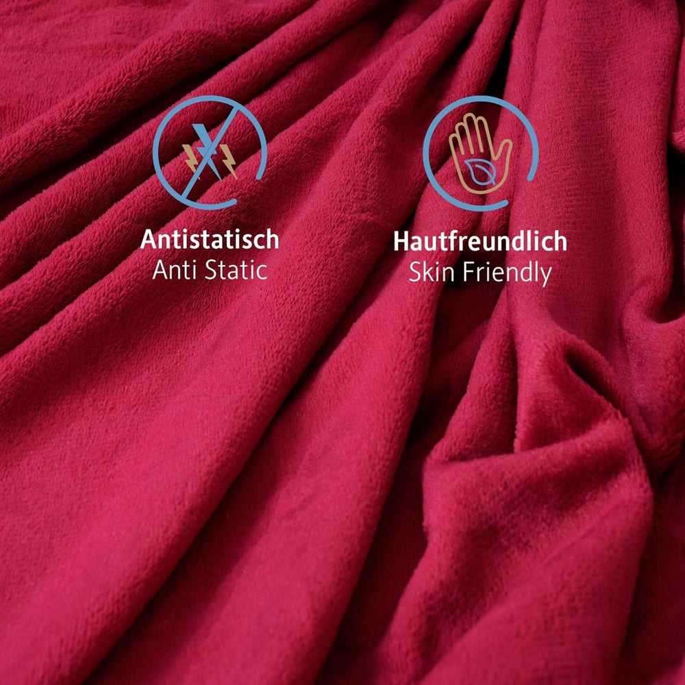 Couverture douillette Komfortec 150X200 Cm, couverture polaire moelleuse certifiée Oeko-Tex, couverture sherpa chaude pour le canapé, couverture épaisse pour le canapé, bordeaux Lits et couvertures Besuche den Komfortec-Store