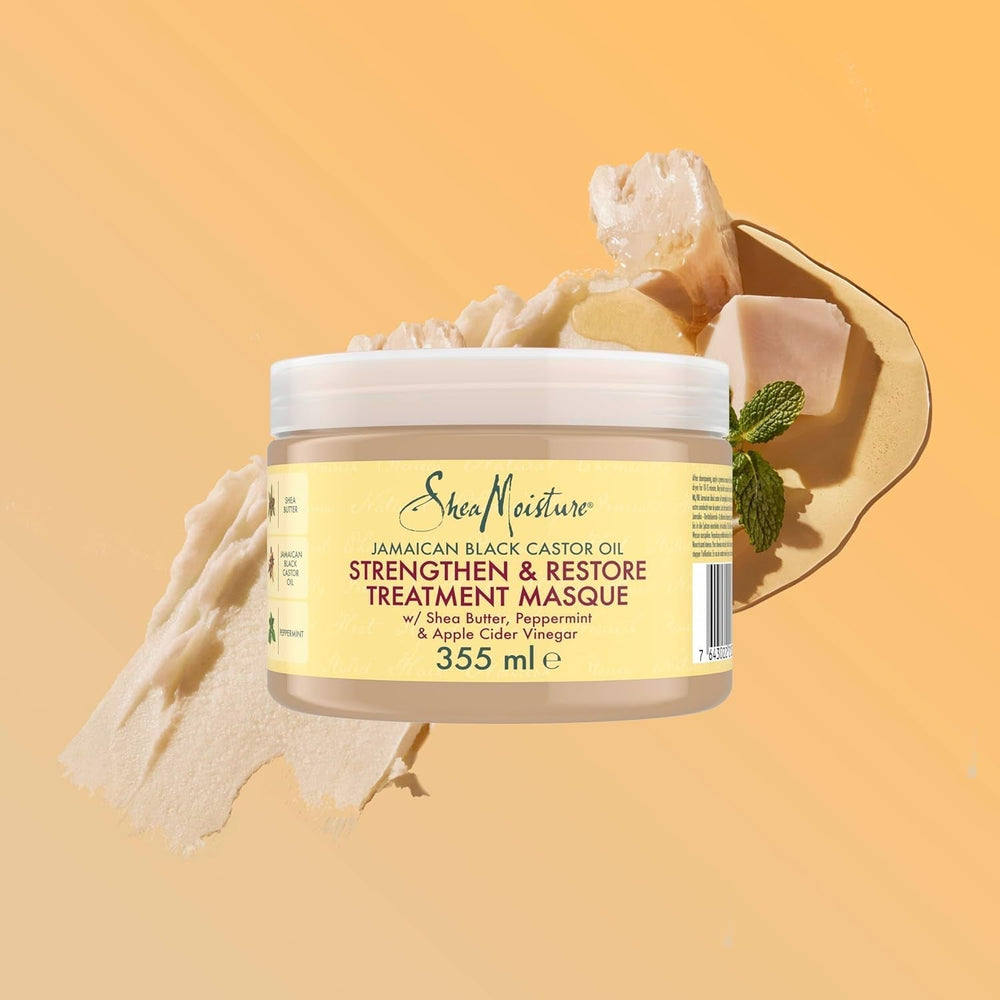 SheaMoisture Masque capillaire à l'huile de ricin noire jamaïcaine sans silicone et sans sulfate Masque de traitement capillaire fortifiant et restauré pour cheveux naturels, traités chimiquement ou coiffés à la chaleur 355 ml Naty Shop Masque capillaire