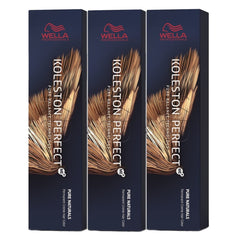 Lot de 3 Wella Koleston Perfect ME+ 7/03 Blond Moyen Doré Naturel 60 ml Naty Shop Teinture Capillaire Titre par Défaut