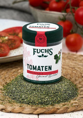 Fuchs Gewürze - Tomato Gewürz - Gewürzsalz für Tomatenbrot, Frühstücksei oder Steak - ingrédients naturels - 90 g en dose variable, recyclable