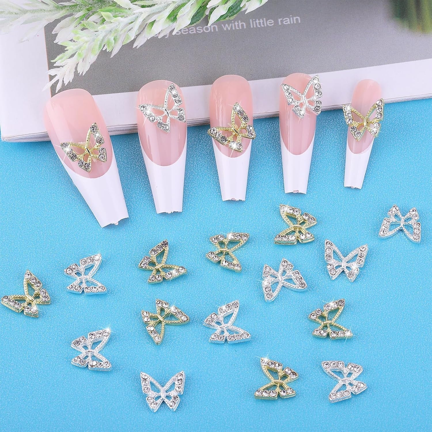 20 bucăți de pandantive pentru unghii cu fluturi cu sclipici, pietre decorative pentru unghii, pietre pentru unghii, nail art cu fluturi, strasuri, pandantive pentru unghii de Ziua Îndrăgostiților, decorare DIY pentru huse de telefon mobil