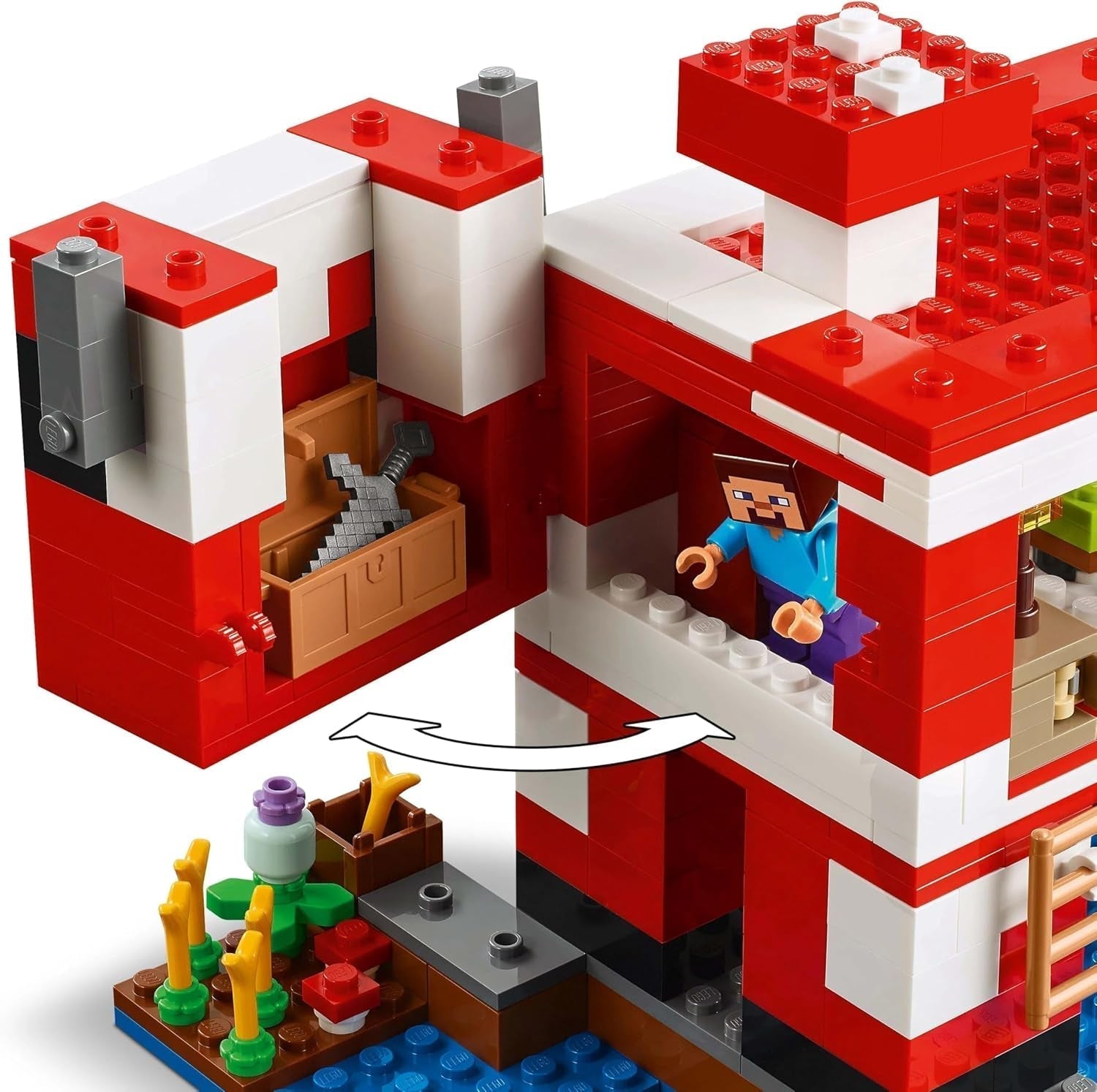 LEGO Minecraft La maison de la vache champignon Jeu vidéo de construction Modèle Mushroom Land avec figurines Steve et autres personnages Ensemble de jeu pour garçons et filles de 8 ans 21270 Jeux de construction Beuche den LEGO-Store