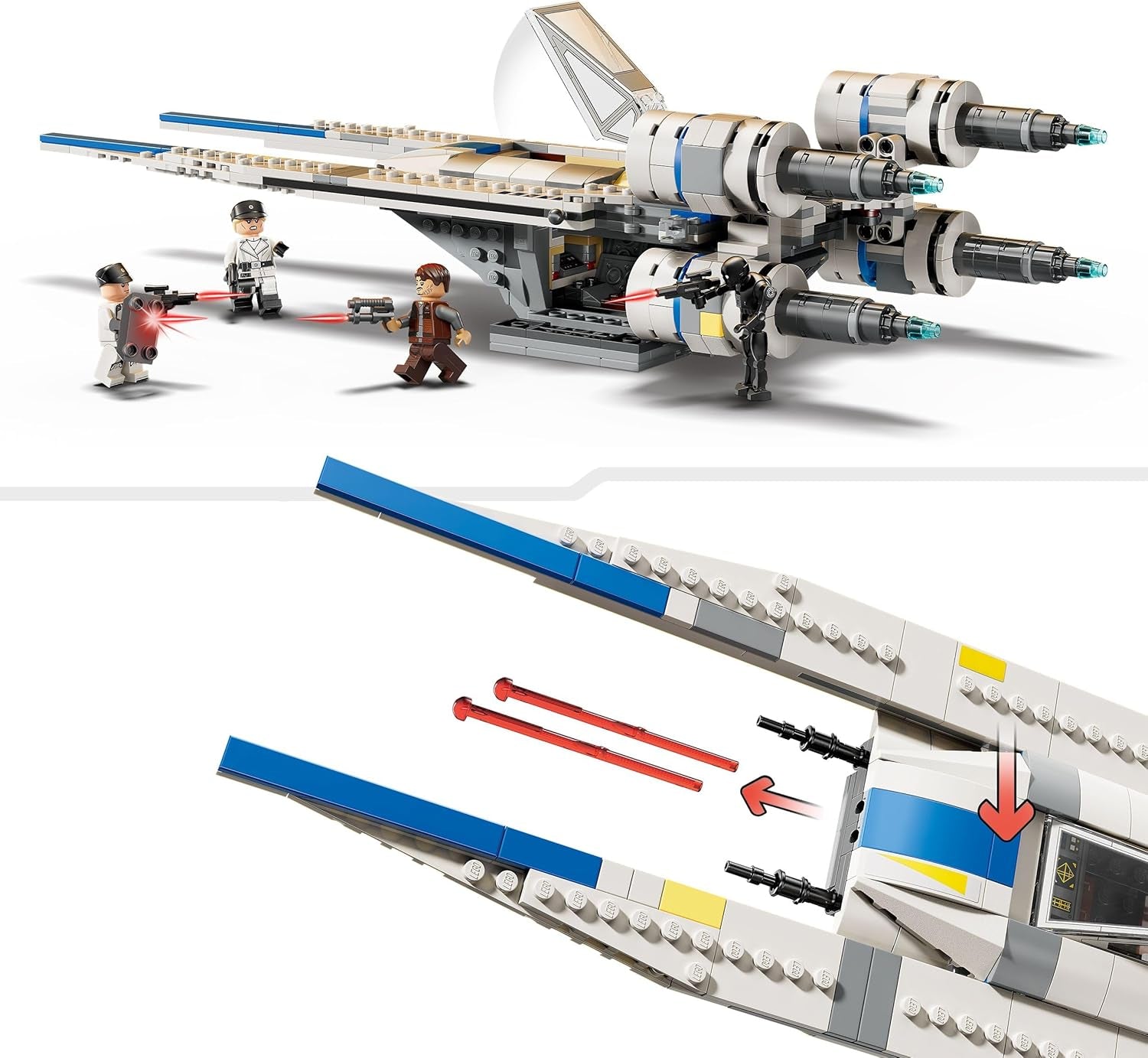 LEGO Star Wars 75399 Rebel U-Wing Starfighter - Jouet avec fonction d'aile pivotante et 3 figurines dont Cassian Andor et la figurine du droïde K-2SO - Cadeau pour les garçons à partir de 8 ans et les fans d'Andor saison 2 Jeux de construction Beuche den LEGO-Store