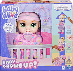 Baby Grows Up Puppe LaLa GooGoo – interaktive sprechende Babypuppe mit Wachstum (25–35 cm), 75+ Geräusche, 6 Meilensteine, Spielzeug für Kinder ab 3 Jahren