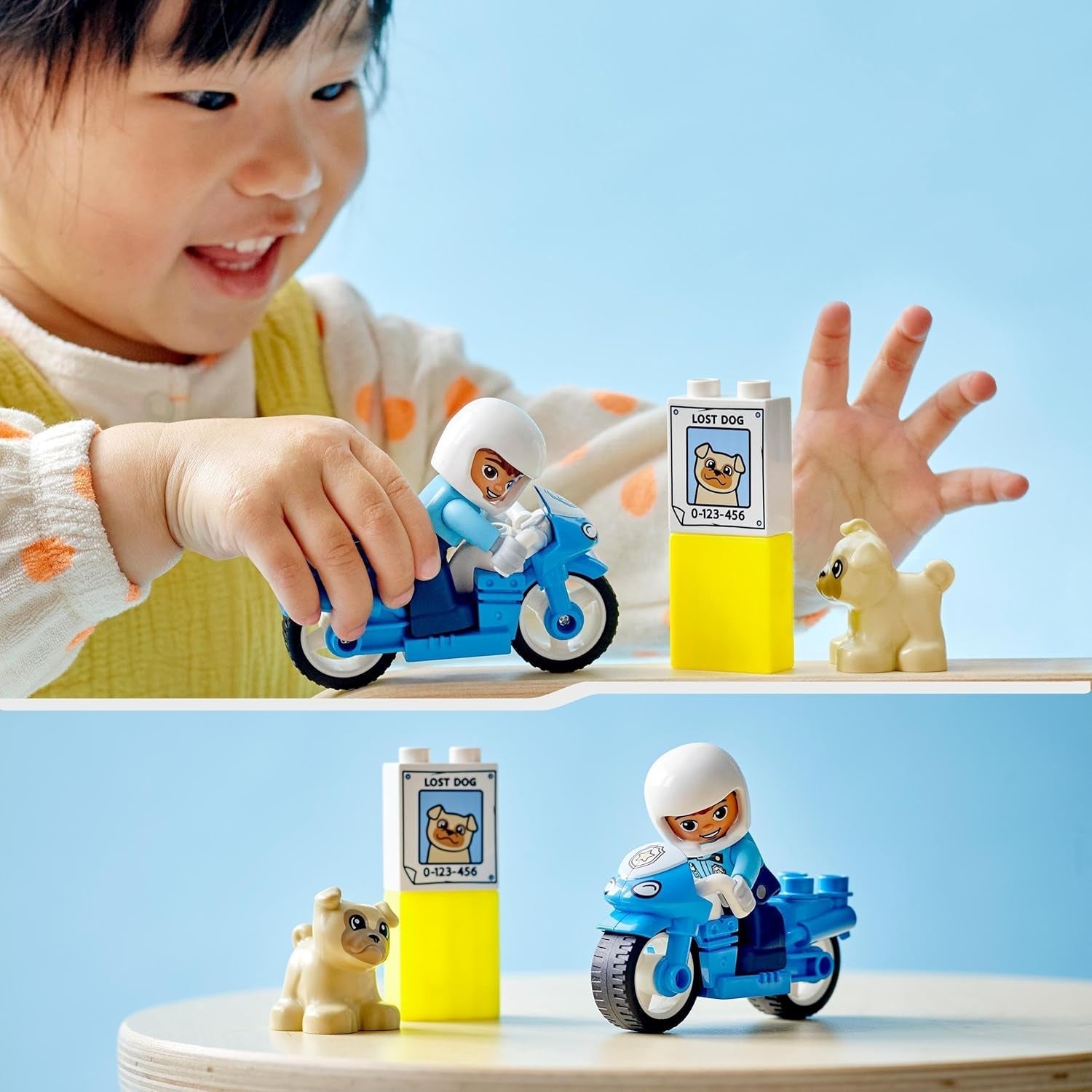 LEGO 10967 Moto de police DUPLO, Jouet de police pour les tout-petits à partir de 2 ans, Jouet idéal pour la motricité des bébés, Moto jouet Jeux de construction Besuche den LEGO-Store