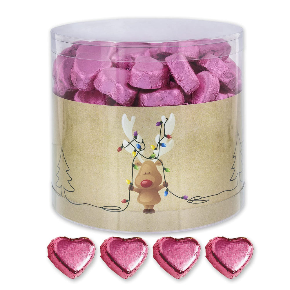 Günthart 150 pièces cœurs en chocolat doré fourrés au nougat, renne | Rudolph le Rouge - Crème de Nougat | Coeurs en chocolat doré | Concours | Coeurs en chocolat doré | Noël (1,2 kg)