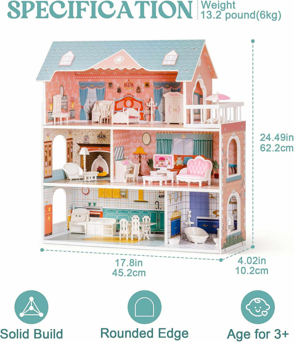 ROBUD Maison de poupée en bois avec meubles et accessoires Maisons de filles Playhouse Jouet pour enfants