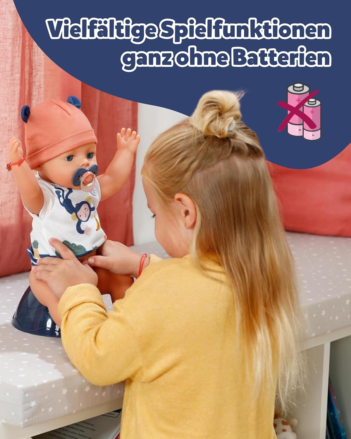 Baby Born Emma im Dschungel-Style - 43 cm große Babypuppe - 10 Funktionen inkl. Accessoires & Strampler in Unisex Farben - Funktioniert ohne Batterien - Geeignet für Kinder ab 3 Jahren