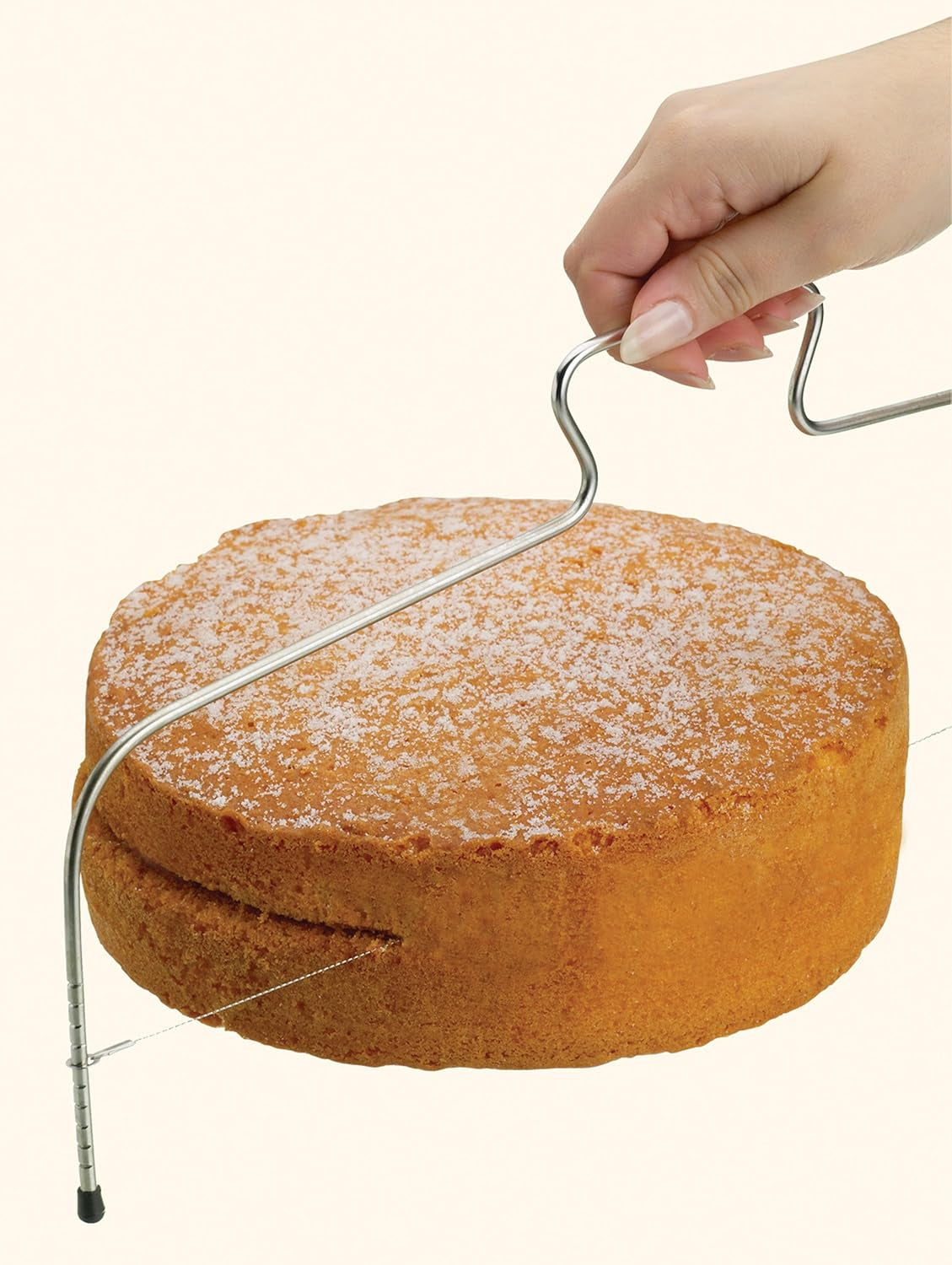 KitchenCraft Sweetly Does It - Niveleur de gâteau, coupe-couche, outil de cuisson en acier au carbone, 4 cm, argent