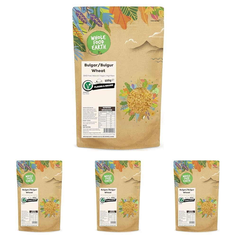 Boulgour de blé Wholefood Earth - sans OGM - naturel - végétalien - sans produits laitiers - sans sucre ajouté, 500g