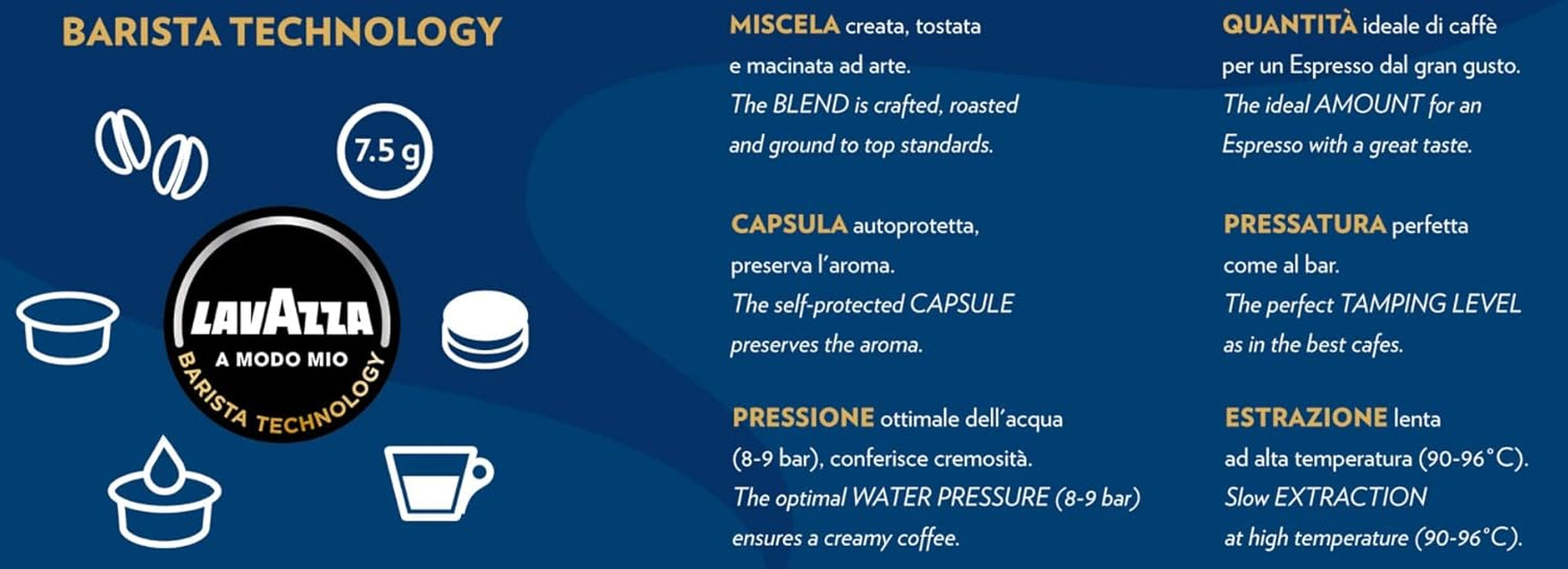 Lavazza A Modo Mio Dek Cremoso, 256 capsules de café, pour expresso décaféiné aux notes aromatiques d'amandes et de canditis, 100% Arabica, intensité 7/13, torréfaction moyenne, 16 paquets