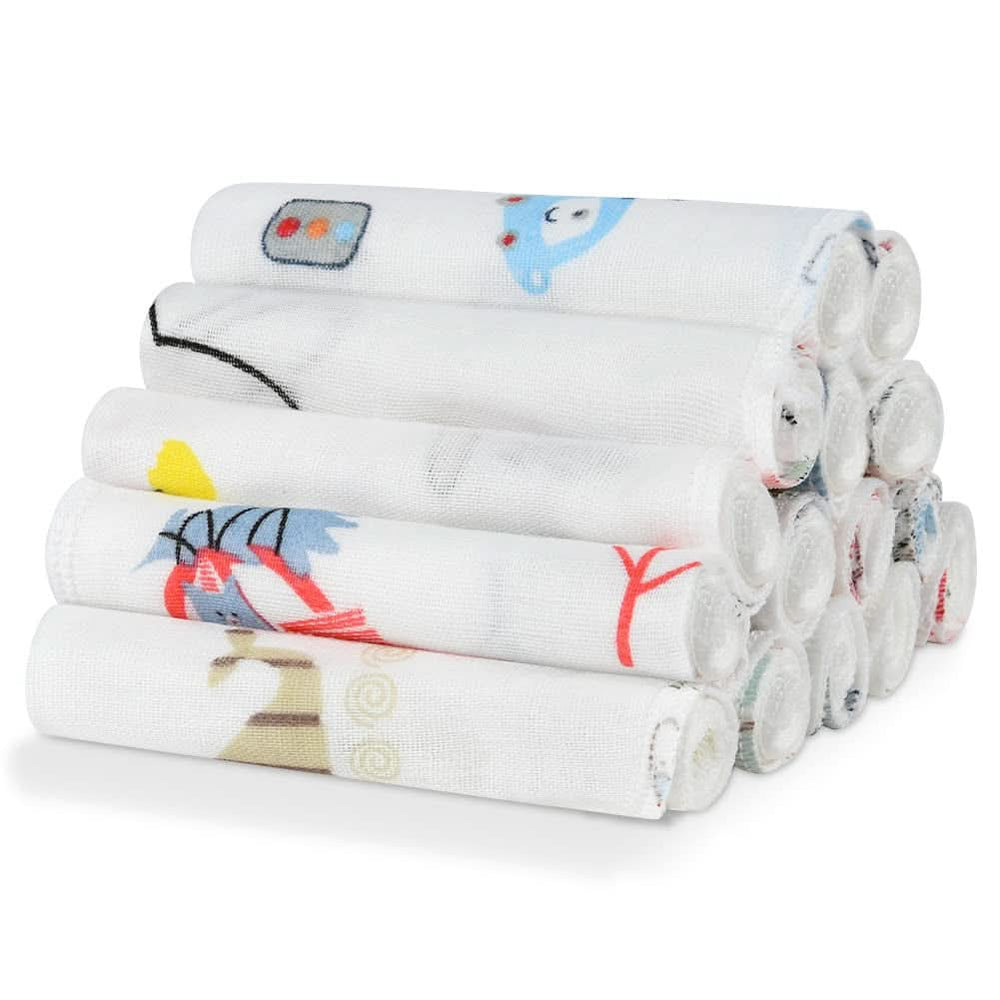 Serviettes bébé en mousseline, lot de 8 serviettes absorbantes en coton bio, 25 x 25 cm Mère et Bébé Naty Shop