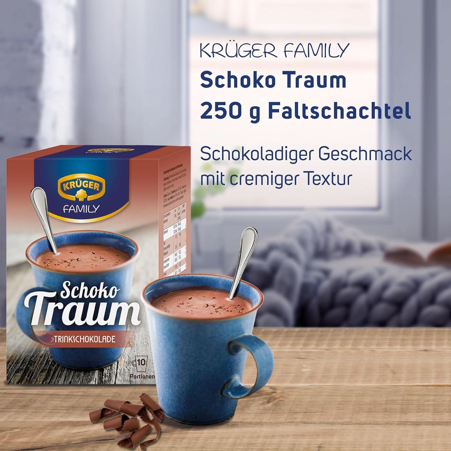 KRÜGER Family, Cacao en poudre pour chocolat chaud, 8 boîtes x 10 sachets, 8 x 250 grammes Cacao et Chocolat Chaud Naty Shop