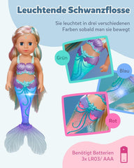 BABY Born Mermaid - Poupée de 43 cm de haut - Cheveux de haute qualité avec mèches colorées - Aileron lumineux - Fonctionne sur batterie - Convient aux enfants à partir de 3 ans, vert Naty Shop Dolls