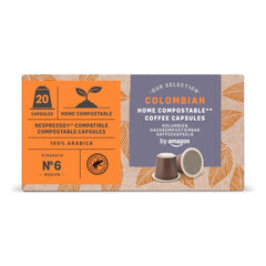 Par Amazon Capsules de café Heimkompostierbare, compatibles avec Nespresso, 100 % Arabica colombien, 20 pièces – Certifié Rainforest Alliance