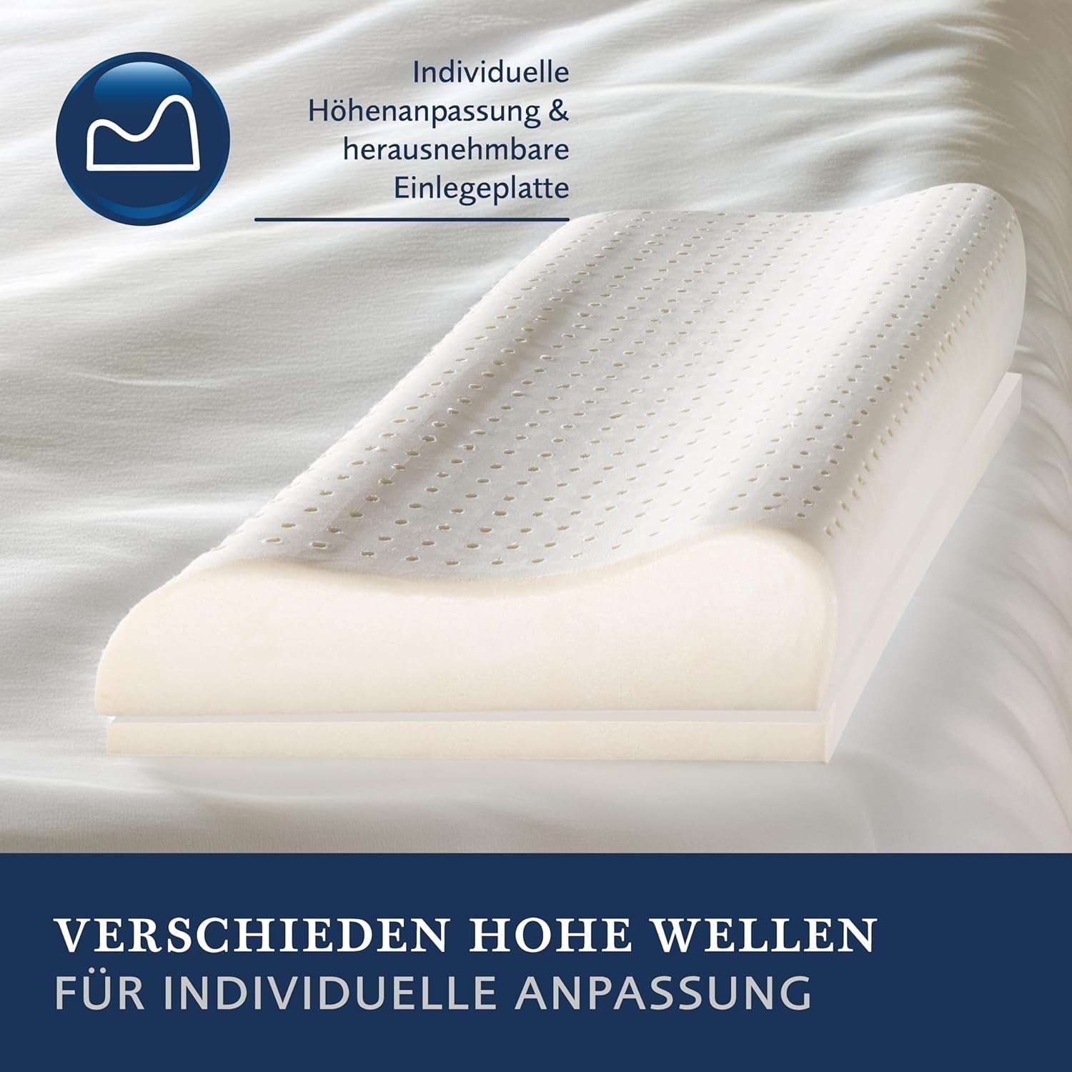 Billerbeck Pillow S20 Latex - Oreiller cervical en 40 X 80 Cm - Oreiller de soutien cervical avec âme en latex souple, oreillers standards Naty Shop blanc