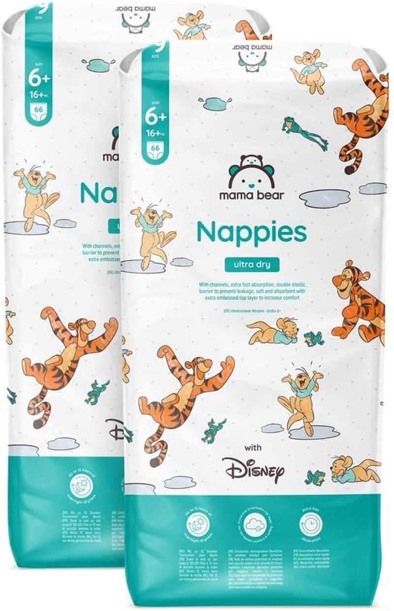 Marque Amazon : Mama Bear Disney Couches Ultra Dry, taille 3 (4-9 kg) – Boîte mensuelle, blanche, 172 unités (2 paquets de 86)