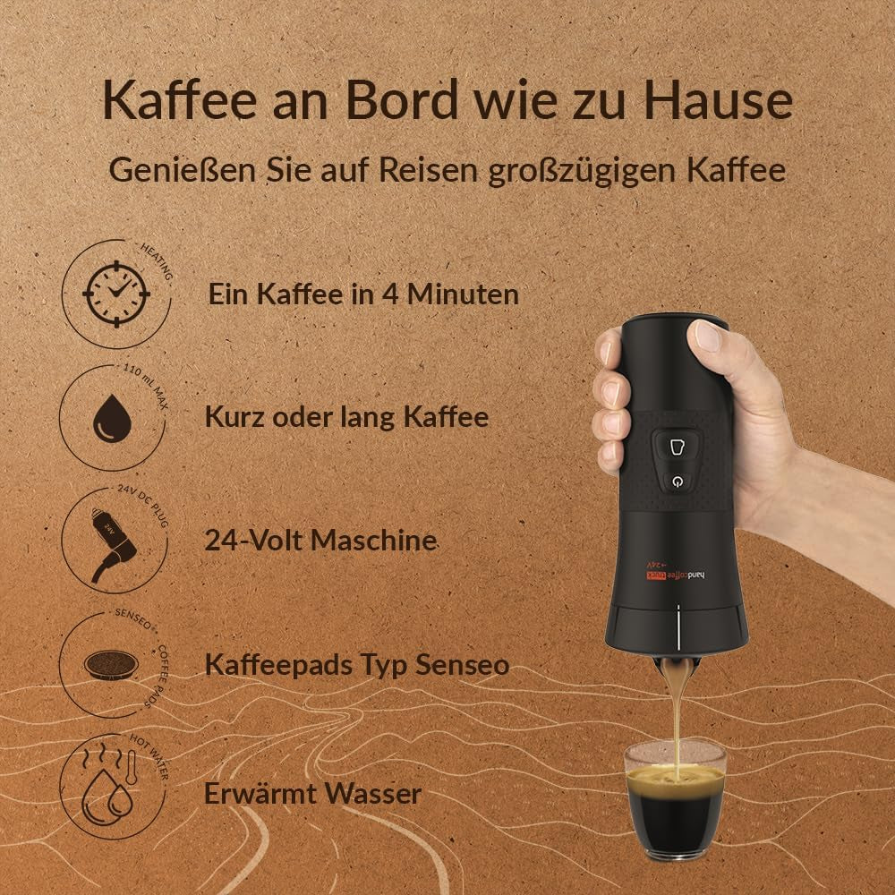 Handpresso - Camion café à main 21010 | Machine à expresso avec capsules Senseo pour camions 24V | Machine à expresso pour camion 24 V, machine à expresso à capsules de voyage | Machine à expresso pour camion 24 V pour les voyages