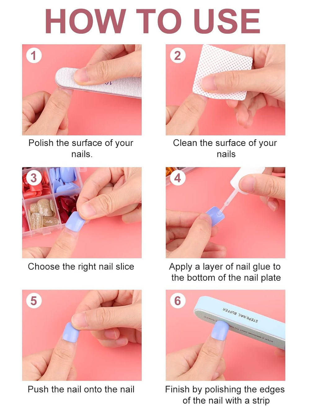 EBANKU 576 pièces ongles courts à presser avec colle à ongles, 12 couleurs d'ongles artificiels courts mats, 8 ongles artificiels courts brillants, 4 ongles artificiels à paillettes