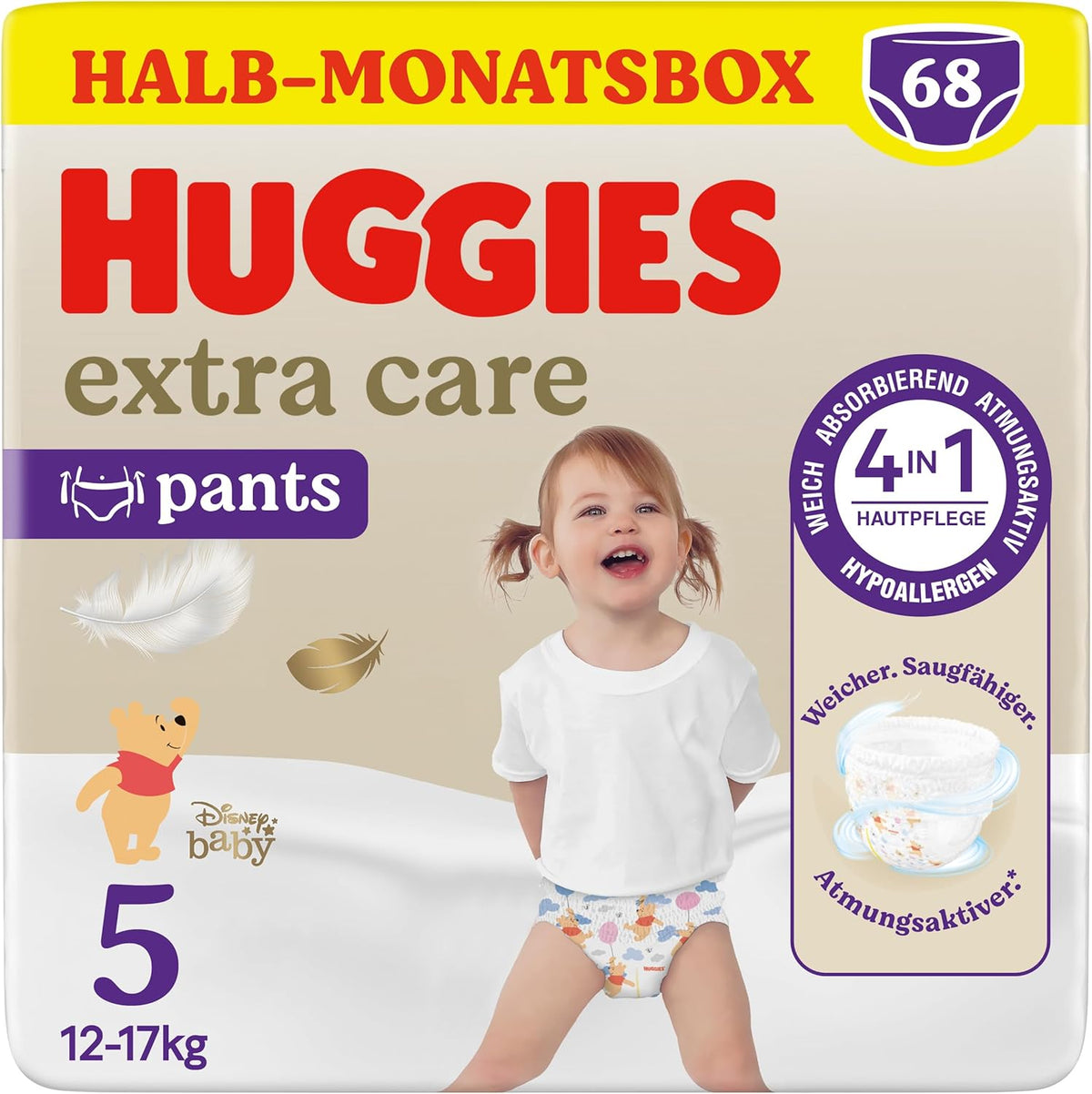 Huggies Extra Care Pants Disney Design Taille 5 68 couches (2x34) Boîte demi-mois