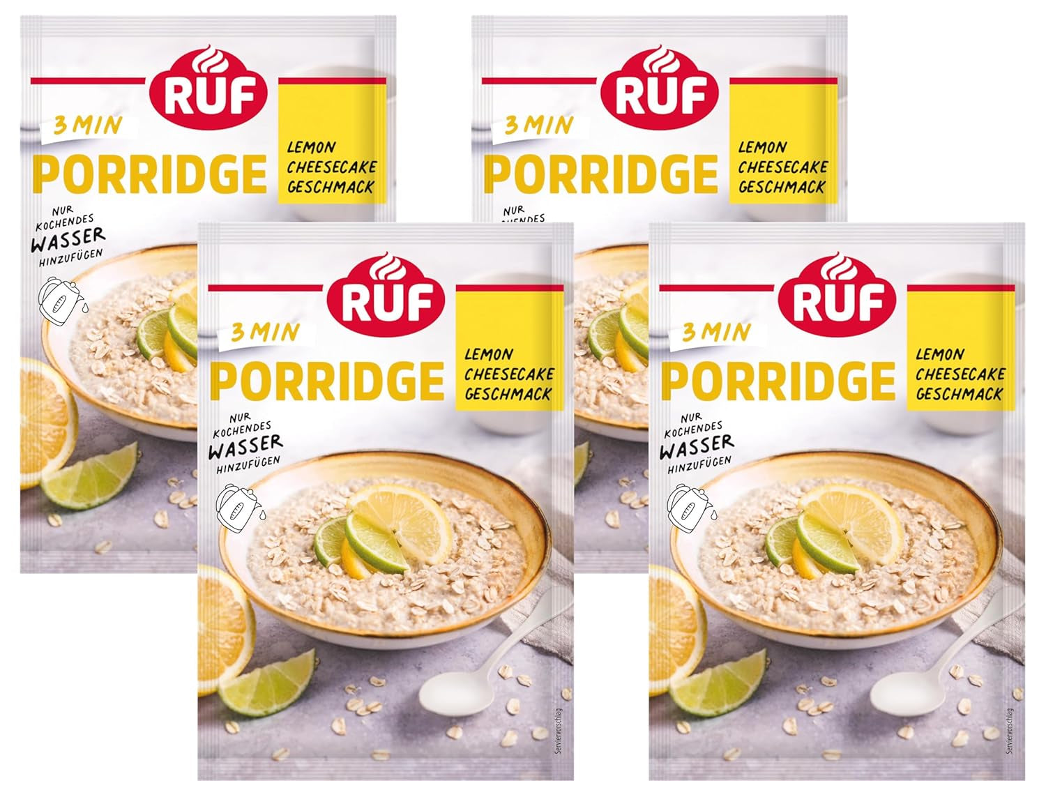 Gruau instantané RUF aux fraises et à la vanille, un repas d'été à base d'avoine prêt en 3 minutes, 1 sachet x 65g