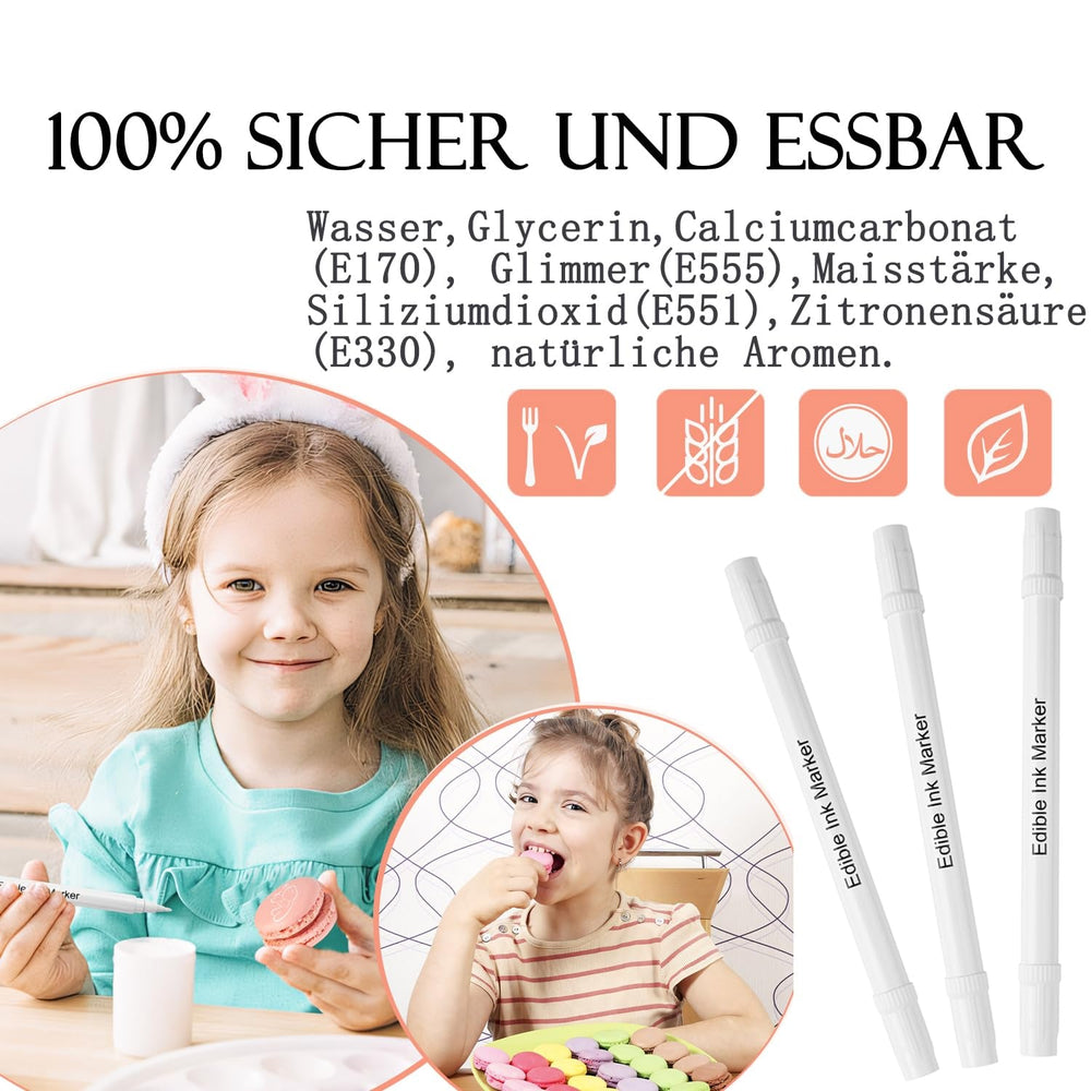 Ensemble de 3 stylos alimentaires comestibles blancs Ensemble de 3 colorants alimentaires fondants végétaliens sans gluten à double pointe blanc pour peindre et écrire sur des gâteaux, etc.