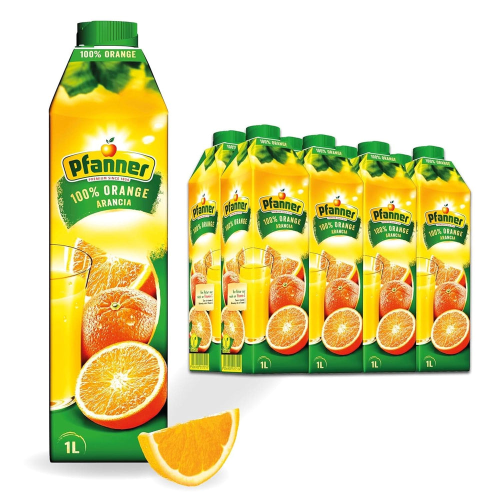 Pfanner Nectar de fraise (8 X 1 litre) - 30% de fruits - boisson à la fraise Naty Shop Orange