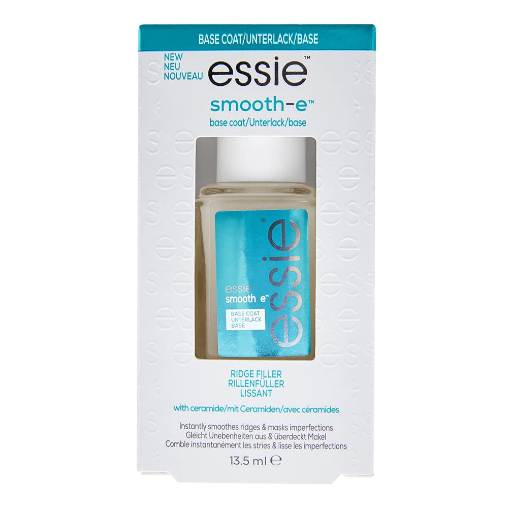 Essie smooth-e base coat avec céramides, comblement de crête et protection des ongles contre la décoloration, 13,5 ml