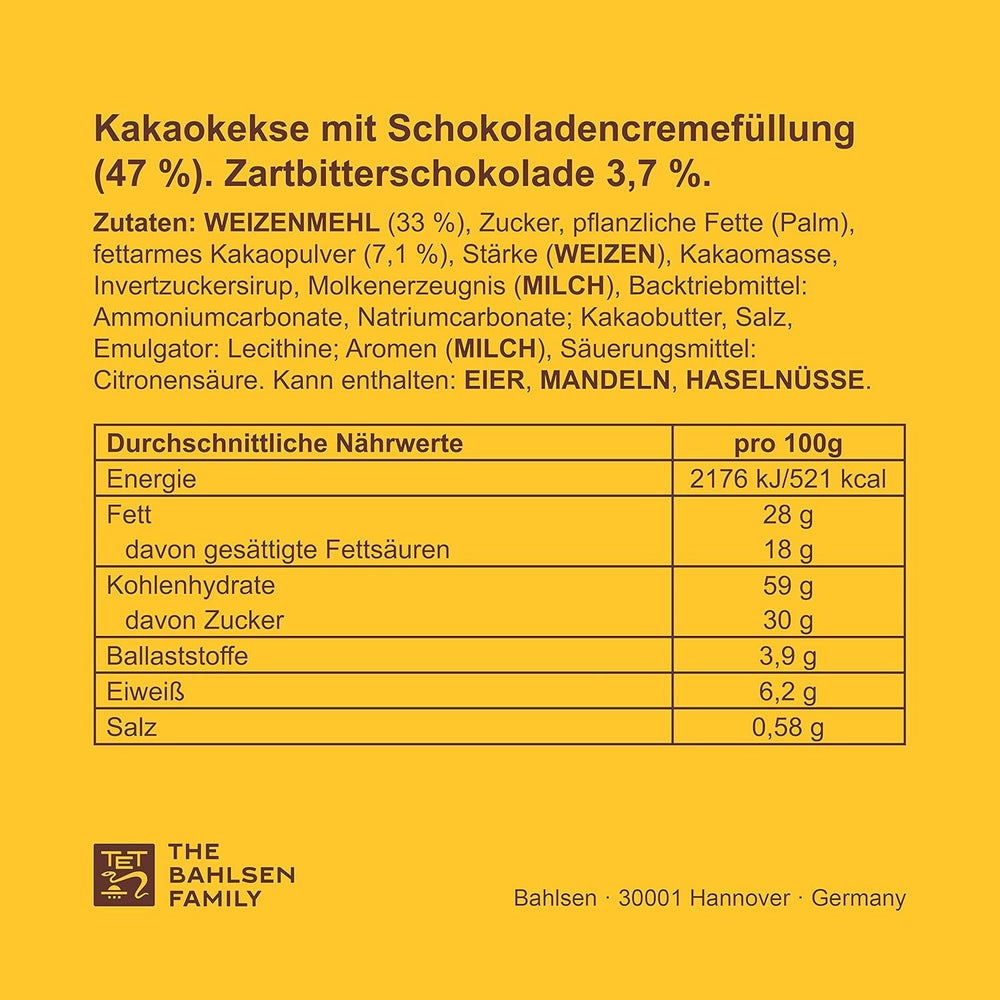 Biscuits croquants au cacao et crème au chocolat noir, paquet de 14, pour le stockage ou la vente (14 x 190 g)