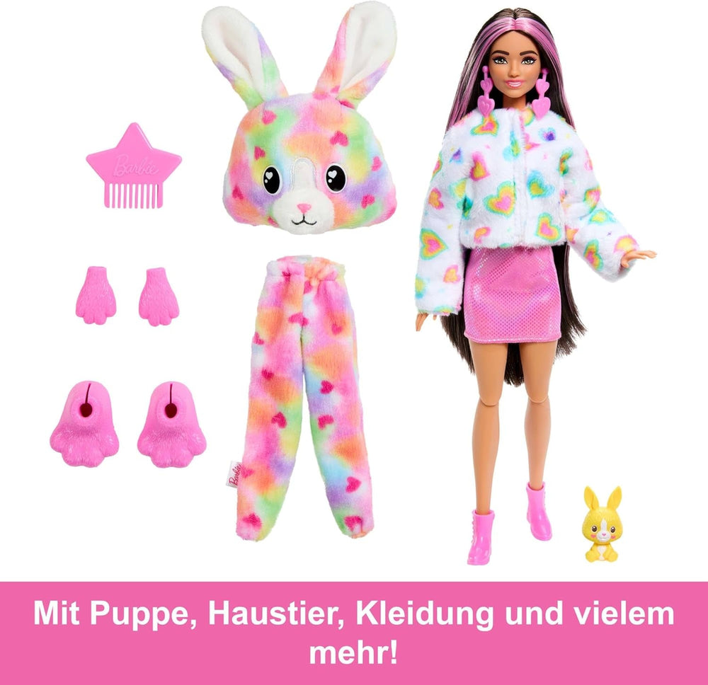 Barbie Cutie Reveal poupée et accessoires, tenue en peluche lapin Batik et 10 surprises changeantes de couleur, série Color Dream, poupées HRK38 Naty Shop