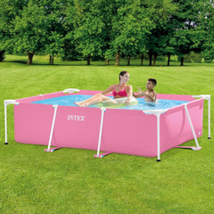Intex 28266NP - Piscine hors sol rectangulaire avec cadre, 1662 L, acier et PVC, rose, 220x150x60 cm