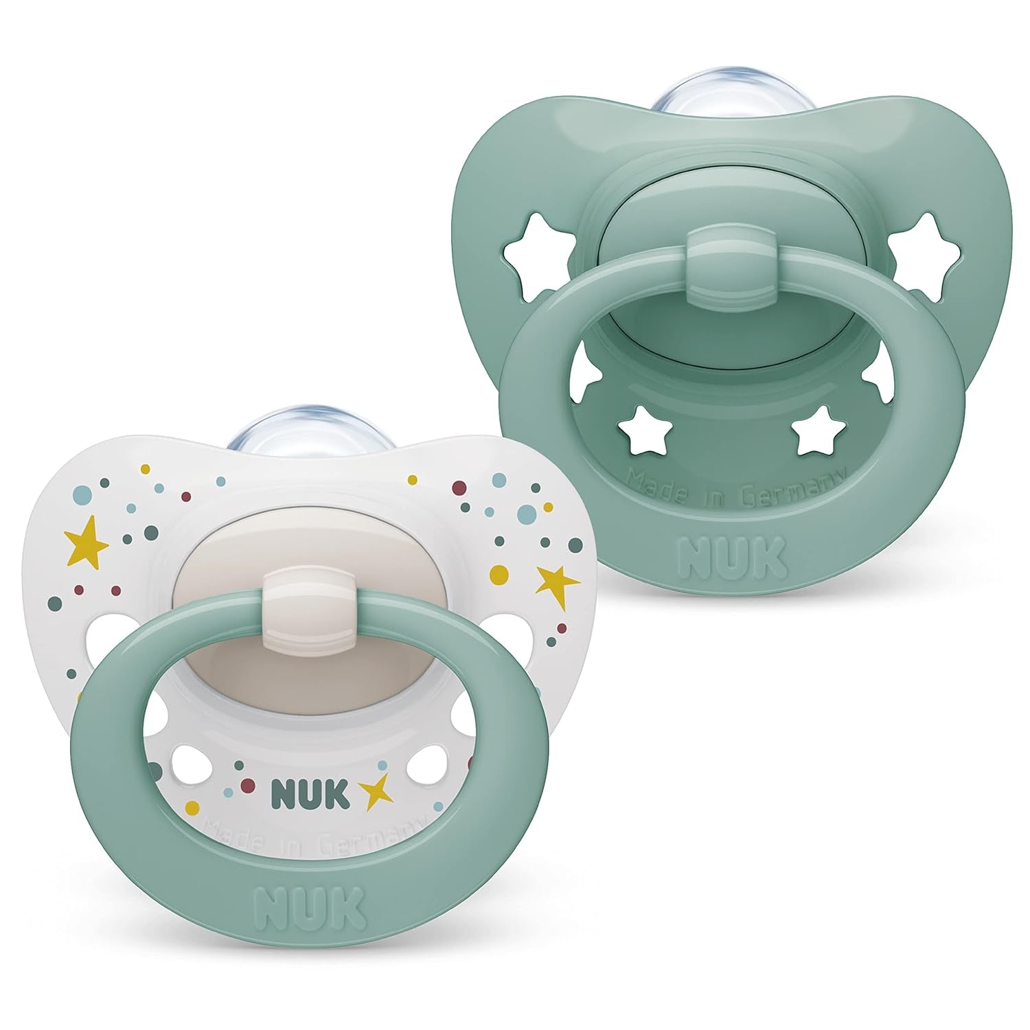 Sucettes NUK Signature pour bébés | 0-6 mois | Calme 95 % des bébés | Sucettes en silicone en forme de cœur sans BPA | Avec couvercle | Coeurs roses | Paquet de 2