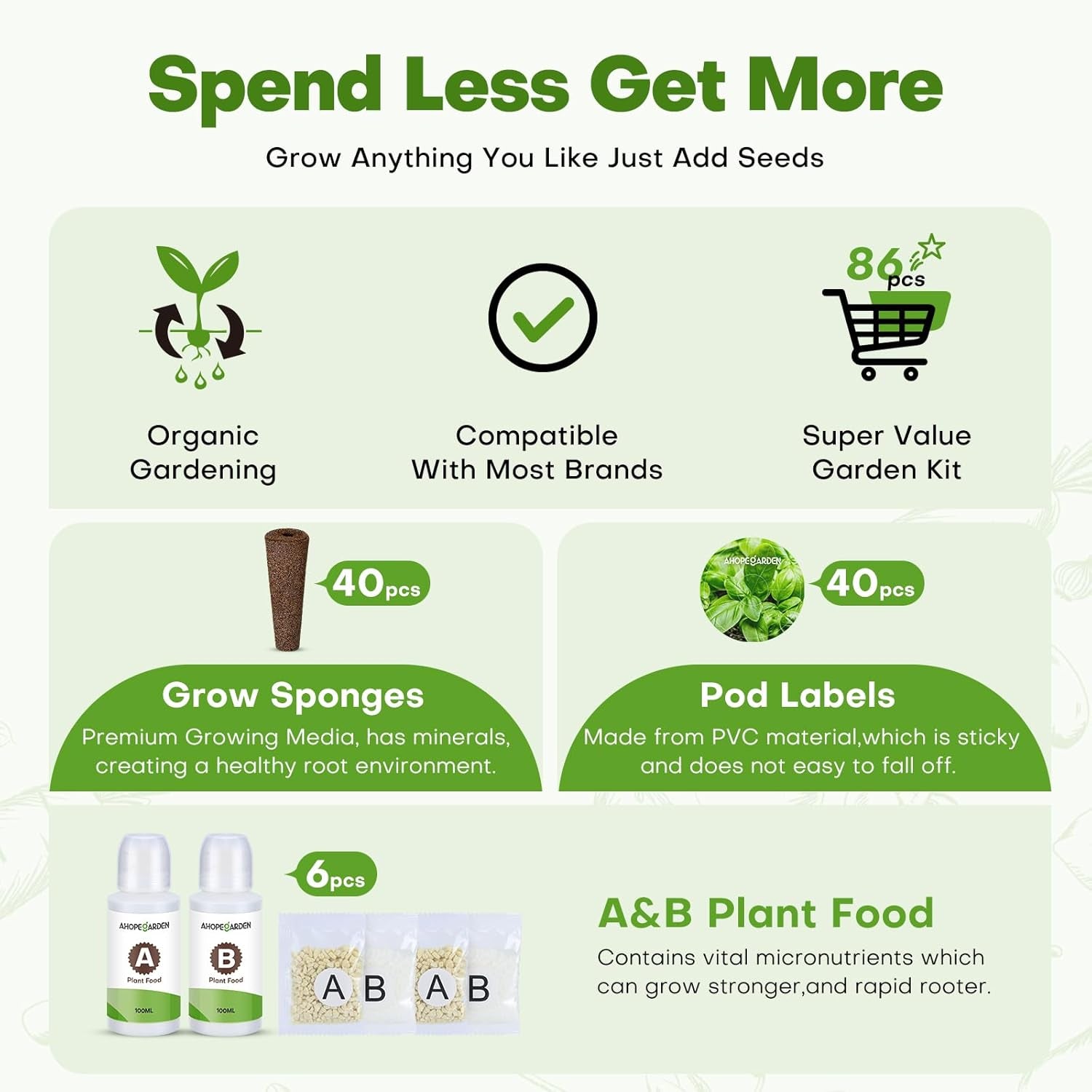 Ensemble de capsules de graines pour système de culture hydroponique de jardinage intérieur, 40 pièces, régulier