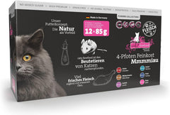 Catz Finefood Purrrr Collection I - Hrană umedă monoproteinică pentru pisici - fără cereale, fără zahăr, hipoalergenică - conținut ridicat de carne - Hrană umedă pentru pisici multipack - în pliculețe, 85 g (12 pachete)