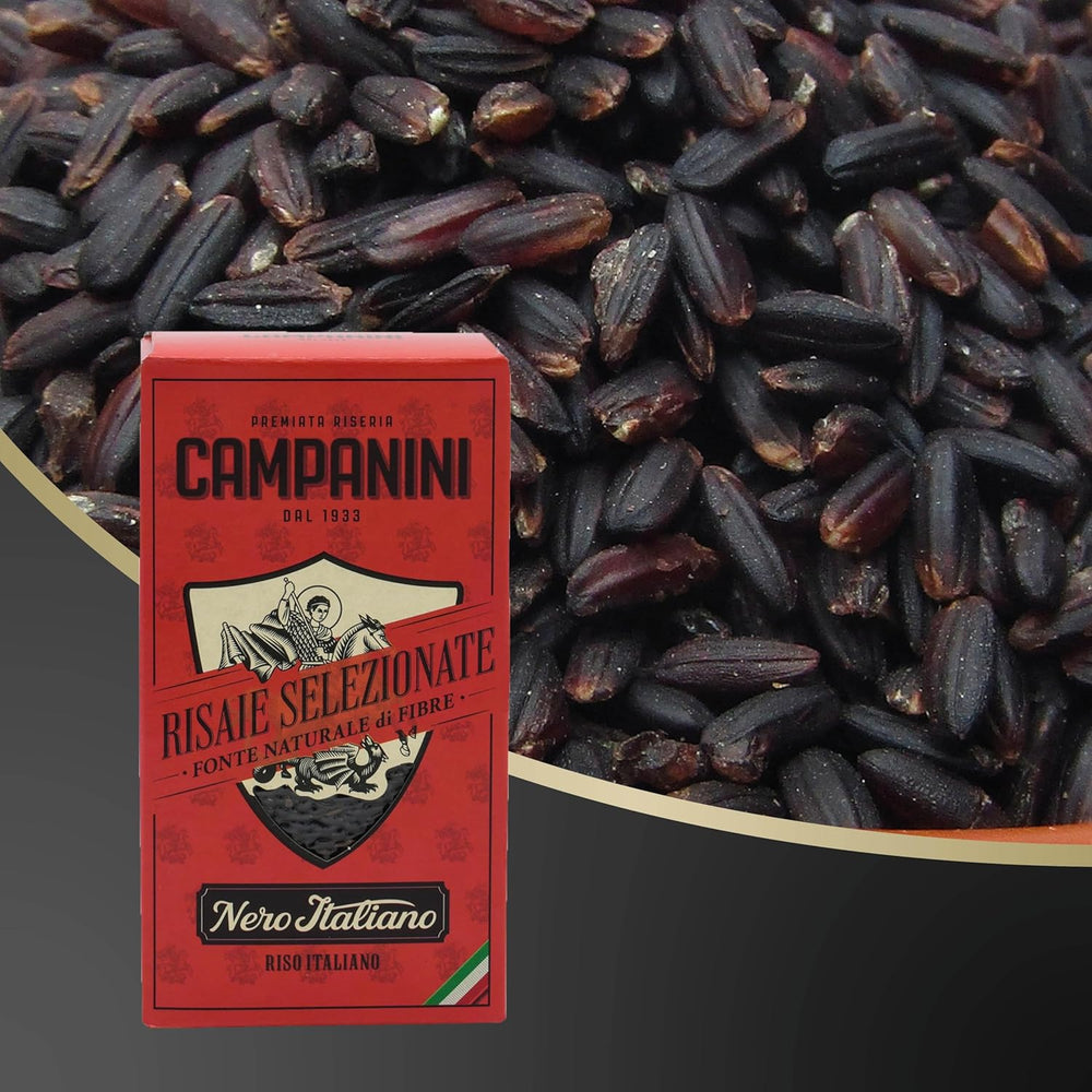 RISO NERO Riz Noir RISERA CAMPANINI 500g d'Italie Riz Oriental