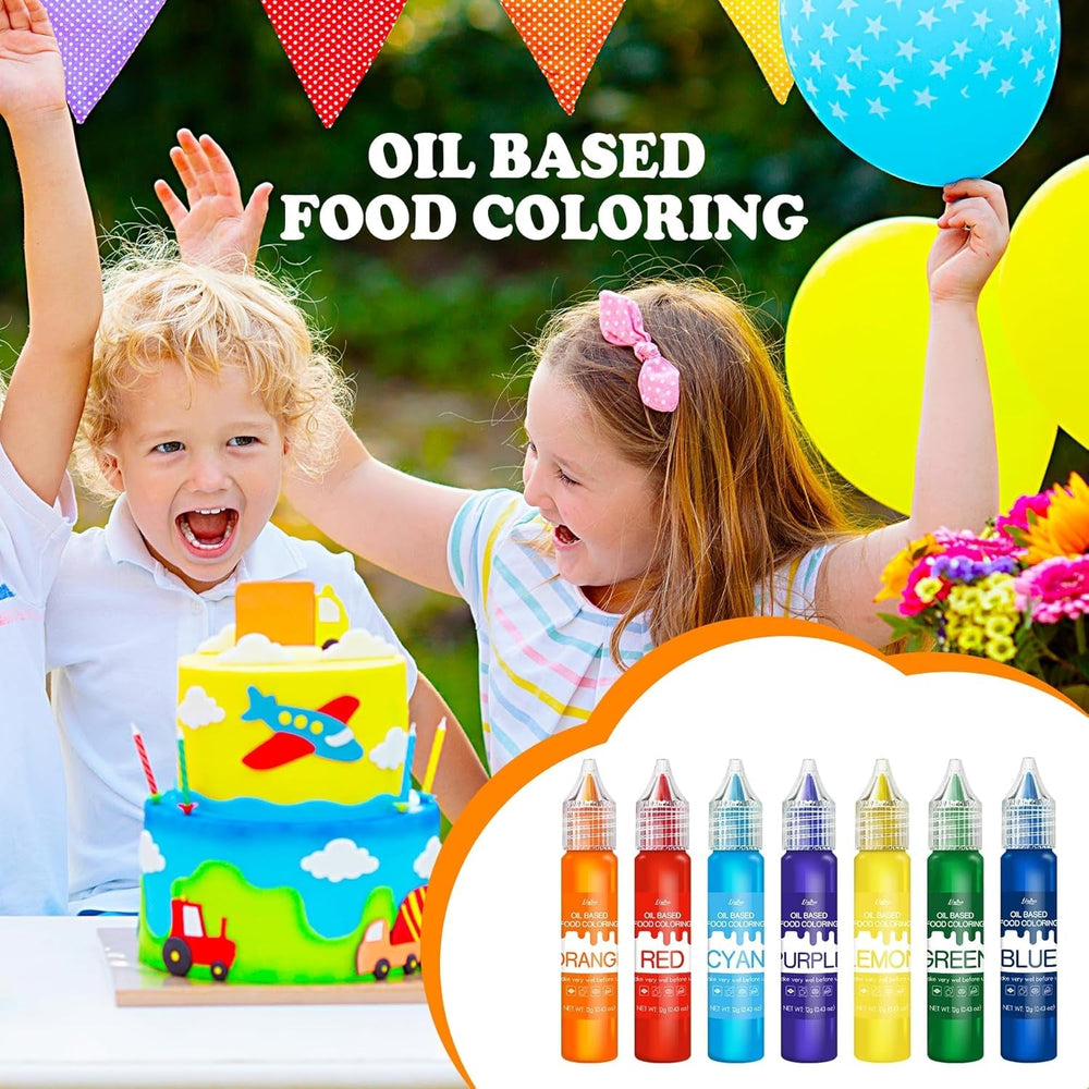 Colorant alimentaire liposoluble - Colorant alimentaire à base d'huile aux couleurs de l'arc-en-ciel pour chocolat, bonbons, gâteaux, pâtisserie - Colorant alimentaire concentré pour la décoration de gâteaux, crème au beurre, fondant - 12 g chacun