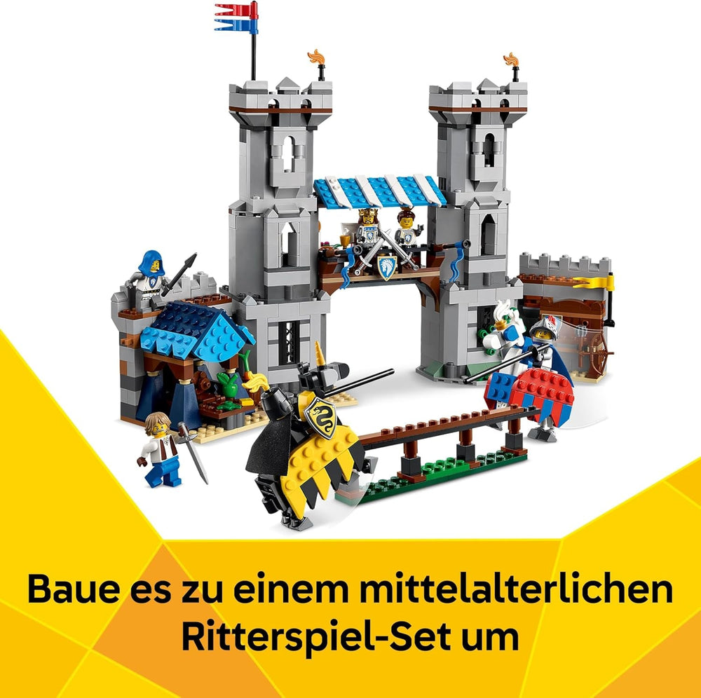 LEGO Creator Ritterburg im Mittelalter - 3-in-1-Bauset - Spielzeug Ritterburg - Umwandelbar in Ritterturnier-Szene oder Stadt - 6 Minifiguren - Geschenk für Jungen und Mädchen ab 9 Jahren 31168