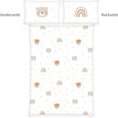 Herding Babybest Little Friends Winterbettwäsche, Kopfkissenbezug 40 X 60 Cm Mit Hoteleinschlag, Bettbezug 100 X 135 Cm, Mit Zwißwerfer, 100% Baumwolle/Flannel, Blanc, Twin Naty Shop