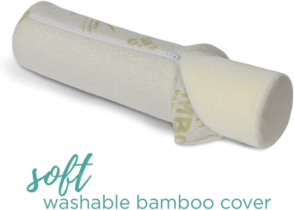 Milliard Rouleau de nuque en mousse visco avec housse lavable, certifié Oeko-Tex, dureté moyenne, 10 x 43 cm, parfait pour les allergies, oreiller de voyage, oreiller rond, rouleau de positionnement, rouleau de genou, oreillers orthopédiques cervicaux Naty Shop