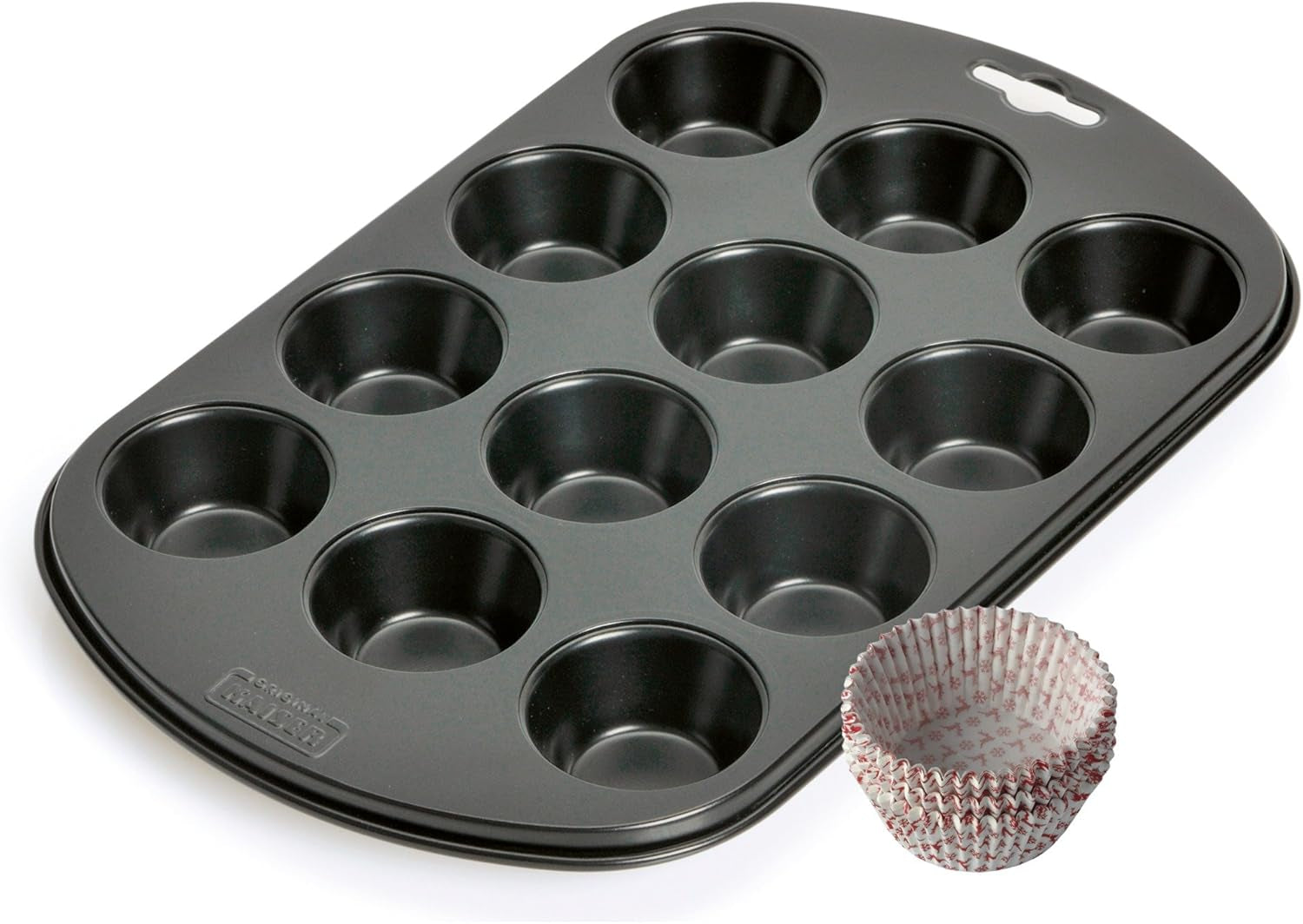 Original Kaiser Inspiration Muffinform-Set 2-Teilig, Muffinblech Mit Xmas Papierbackförmchen Für 12 Muffins, 38 X 27 Cm, Cupcake Form Antihaftbeschichte, Schwarz Moules et plaques à pâtisserie Naty Shop